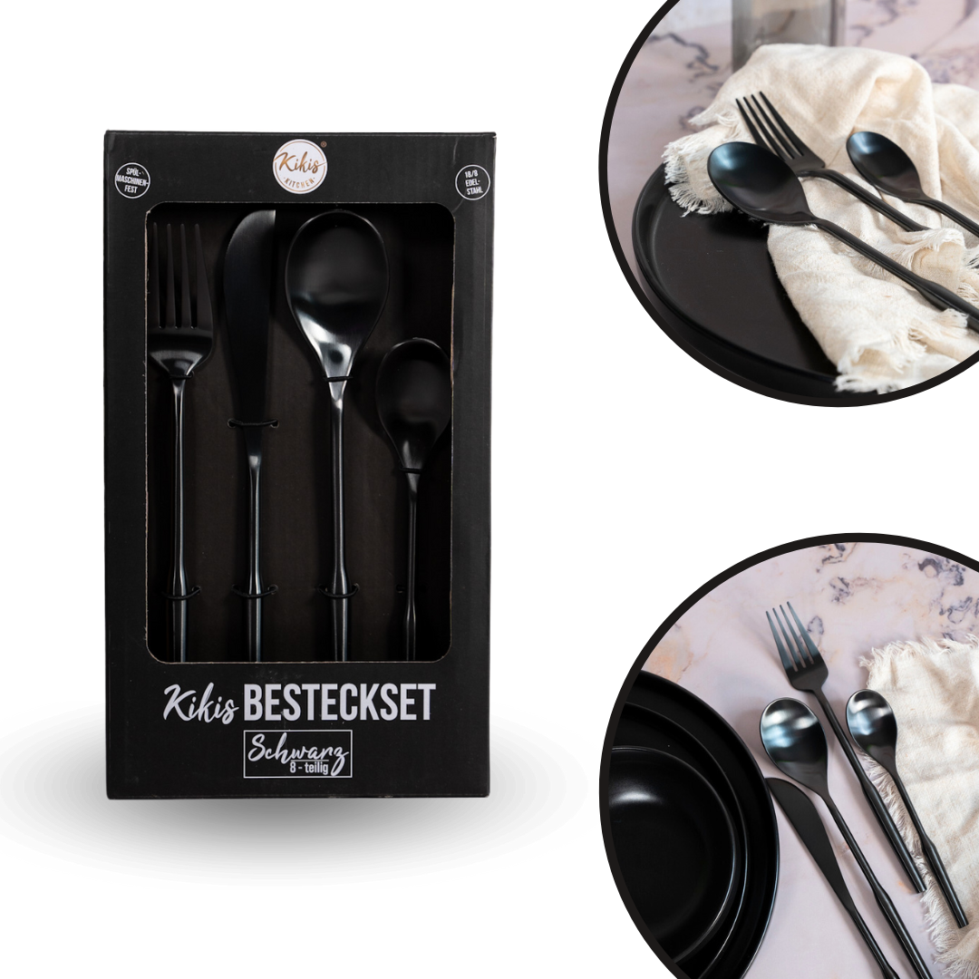 Neu: Kikis Besteckset 8 tlg - SCHWARZ MATT - von Kikis Kitchen - Nur €34.90! Bestelle jetzt Kikis Kitchen