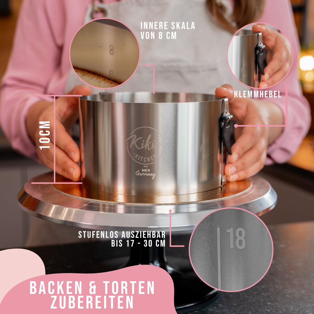 Kikis Tortenring KLASSIK mit Klemmhebel & Skala - von Kikis Kitchen - Nur €25.90! Bestelle jetzt Kikis Kitchen
