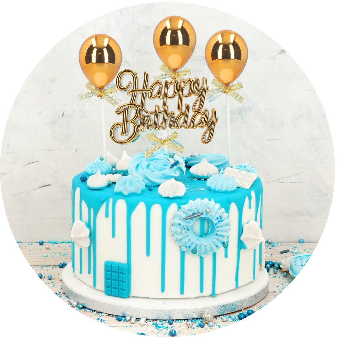 Kikis Cake Topper - 3D - Happy Birthday Gold -  von Kikis Kitchen - Nur €6.90! Bestelle jetzt Kikis Kitchen