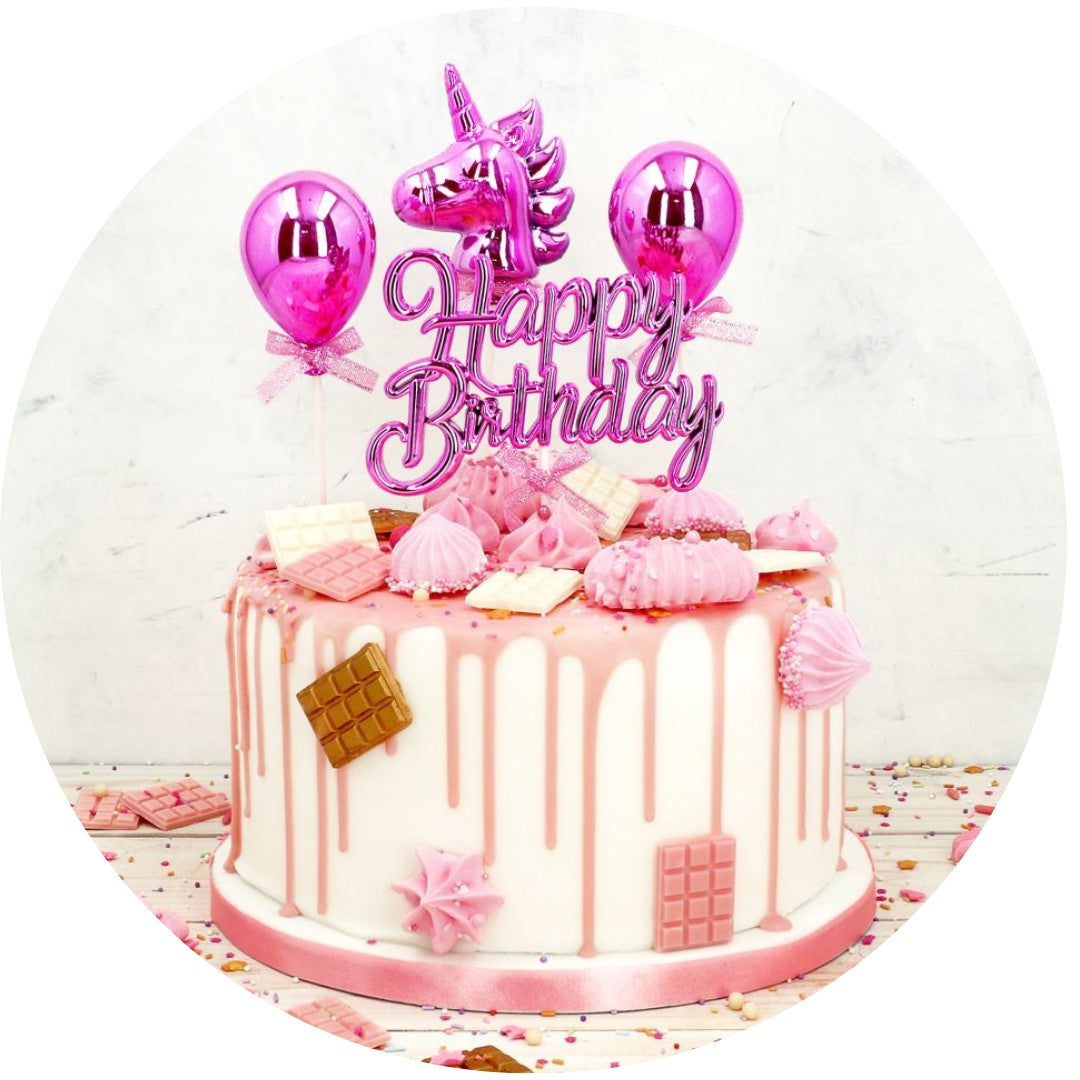 Kikis Cake Topper - 3D - Happy Birthday Pink -  von Kikis Kitchen - Nur €6.90! Bestelle jetzt Kikis Kitchen