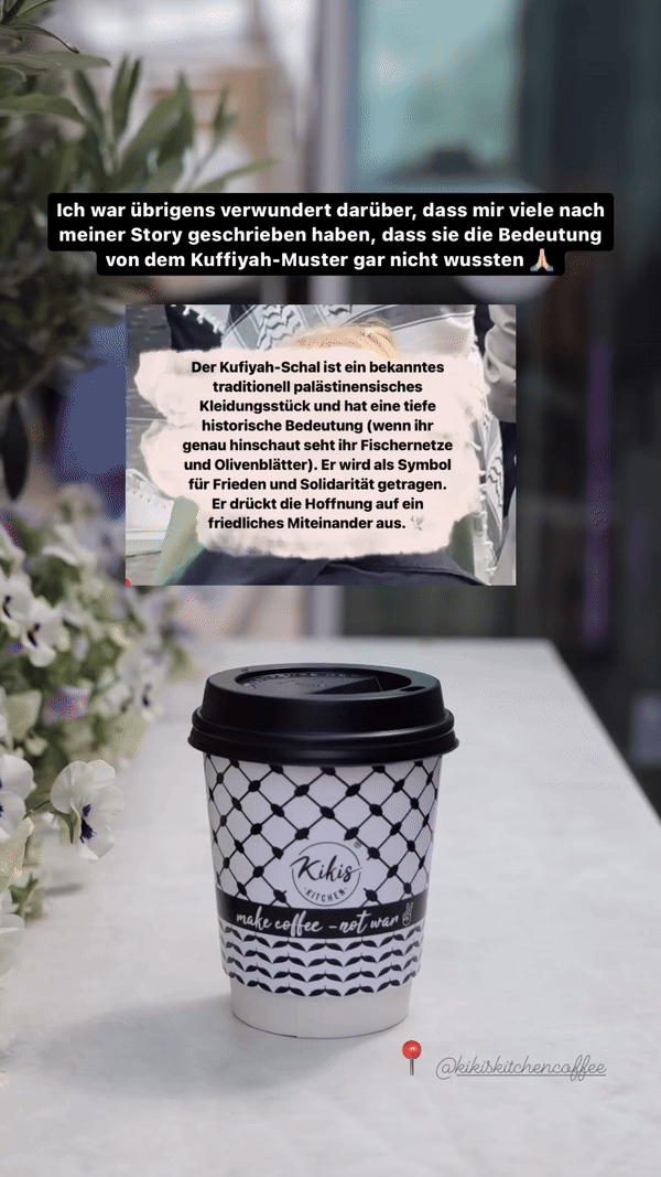 Kikis Coffee To Go Mehrweg Becher - Kufiye schwarz/weiß - von Kikis Kitchen - Nur €9.90! Bestelle jetzt Kikis Kitchen