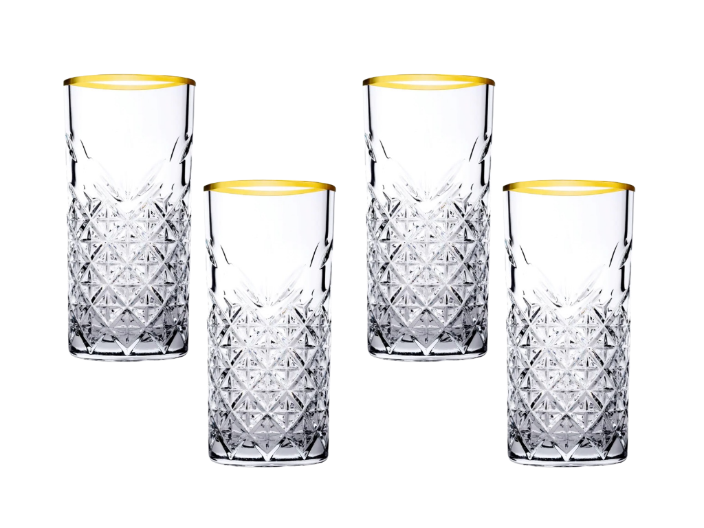 GOLDEN TOUCH - Trinkgläser Timeless Kristall-Design 4 x 295ml lang -  von Tanay - Nur €7.90! Bestelle jetzt Kikis Kitchen