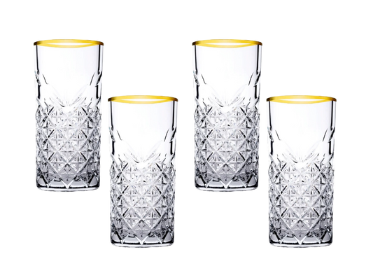 GOLDEN TOUCH - Trinkgläser Timeless Kristall-Design 4 x 295ml lang -  von Tanay - Nur €12.90! Bestelle jetzt Kikis Kitchen