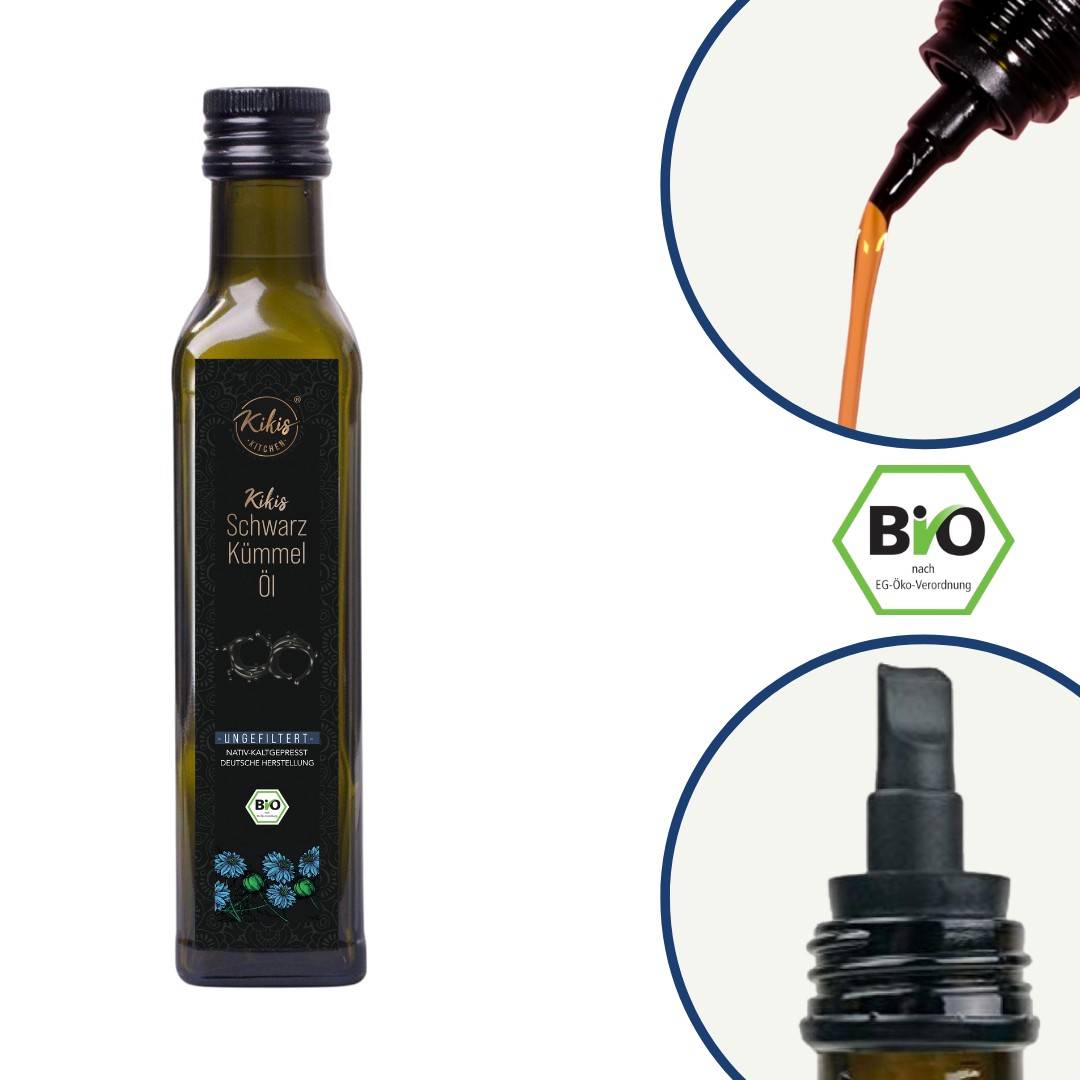 Kikis Schwarzkümmelöl 250ml UNGEFILTERT - BIO - von Kikis Kitchen - Nur €16.49! Bestelle jetzt Kikis Kitchen