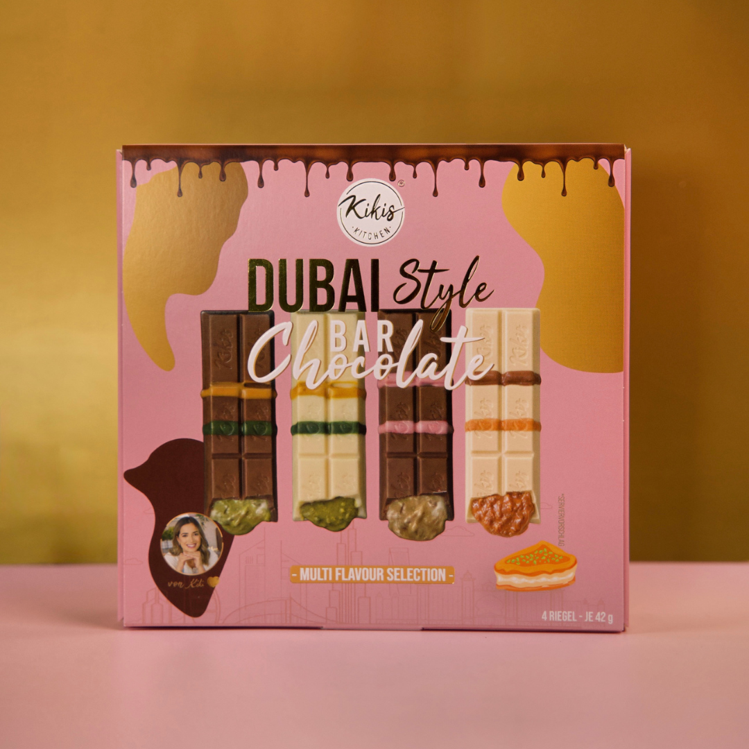 Neu: Kikis Dubai Style Bar Chocolate - MIX 🍫 4er -  von Kikis Kitchen - Nur €10.90! Bestelle jetzt Kikis Kitchen