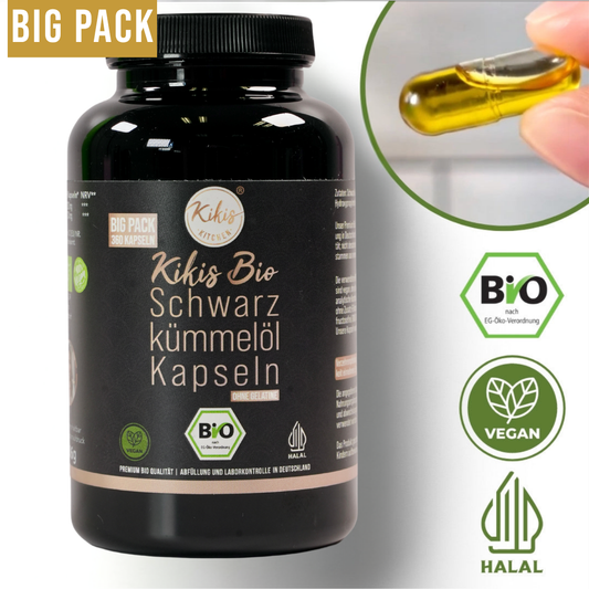 Kikis Schwarzkümmelöl BIGPACK Kapseln BIO - VEGAN -  von Kikis Kitchen - Nur €33.49! Bestelle jetzt Kikis Kitchen
