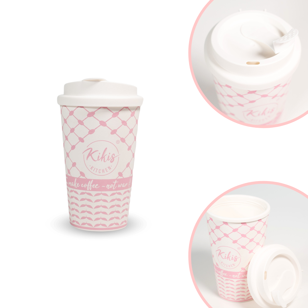 Kikis Coffee To Go Mehrweg Becher - Kufiye rosa/weiß -  von Kikis Kitchen - Nur €9.90! Bestelle jetzt Kikis Kitchen