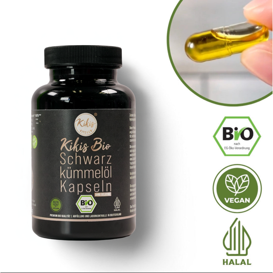 Kikis Schwarzkümmelöl Kapseln BIO - VEGAN -  von Kikis Kitchen - Nur €22.99! Bestelle jetzt Kikis Kitchen