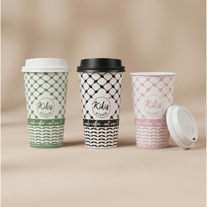 Kikis Coffee To Go Mehrweg Becher - Kufiye grün/weiß -  von Kikis Kitchen - Nur €9.90! Bestelle jetzt Kikis Kitchen