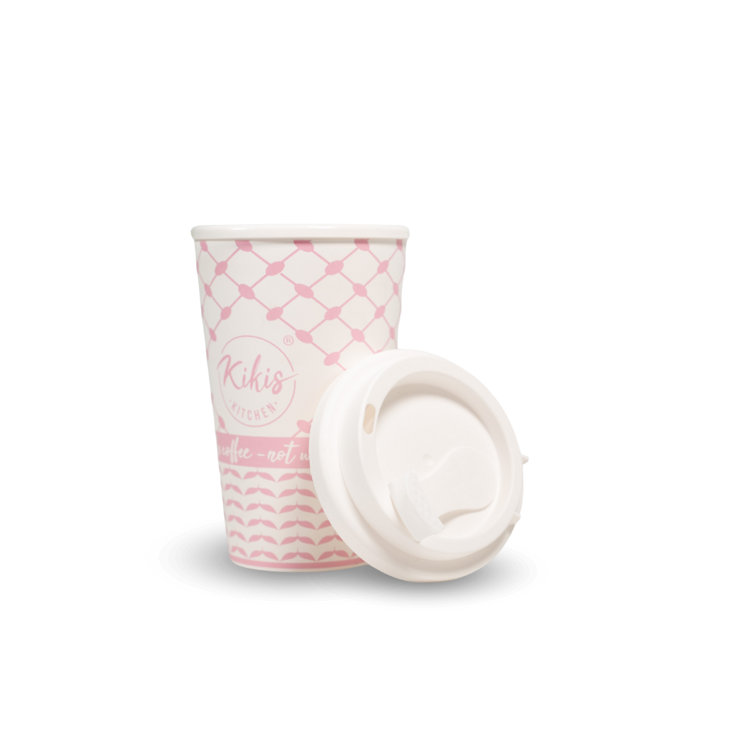 Kikis Coffee To Go Mehrweg Becher - Kufiye rosa/weiß -  von Kikis Kitchen - Nur €9.90! Bestelle jetzt Kikis Kitchen