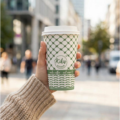 Kikis Coffee To Go Mehrweg Becher - Kufiye grün/weiß -  von Kikis Kitchen - Nur €9.90! Bestelle jetzt Kikis Kitchen