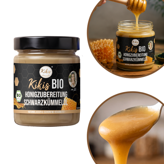 Kikis Bio Honigzubereitung mit Schwarzkümmelöl 🍯 -  von Kikis Kitchen - Nur €7.90! Bestelle jetzt Kikis Kitchen