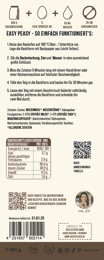 Kikis Schoko Biskuitboden - Backmischung -  von Kikis Kitchen - Nur €4.50! Bestelle jetzt Kikis Kitchen