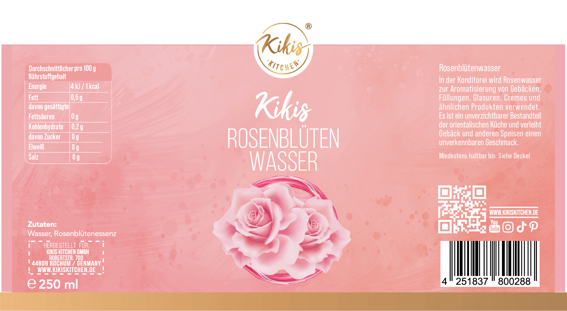 Kikis Rosenblütenwasser 250ml -  von Kikis Kitchen - Nur €2.49! Bestelle jetzt Kikis Kitchen