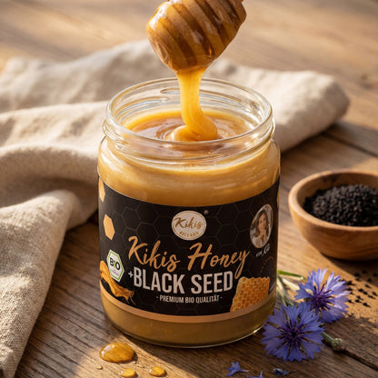 Kikis Honey - Black Seed - BIO 🍯 (Honigzubereitung mit Bio Schwarzkümmelöl) -  von Kikis Kitchen - Nur €7.90! Bestelle jetzt Kikis Kitchen