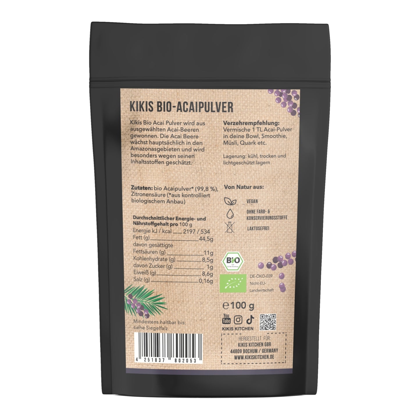 Kikis Acai Pulver BIO - 100g -  von Kikis Kitchen - Nur €14.90! Bestelle jetzt Kikis Kitchen