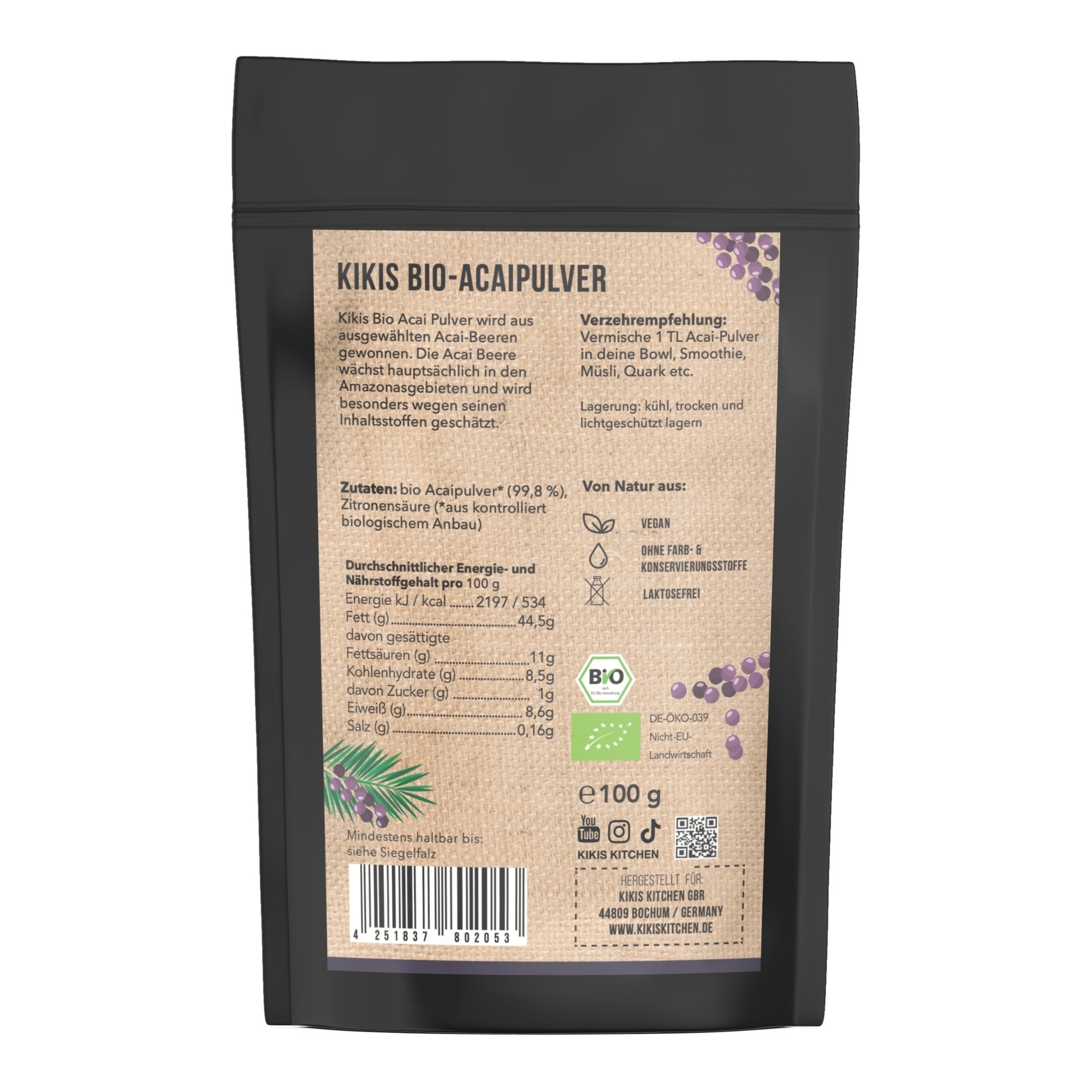 Kikis Acai Pulver BIO - 100g -  von Kikis Kitchen - Nur €14.90! Bestelle jetzt Kikis Kitchen
