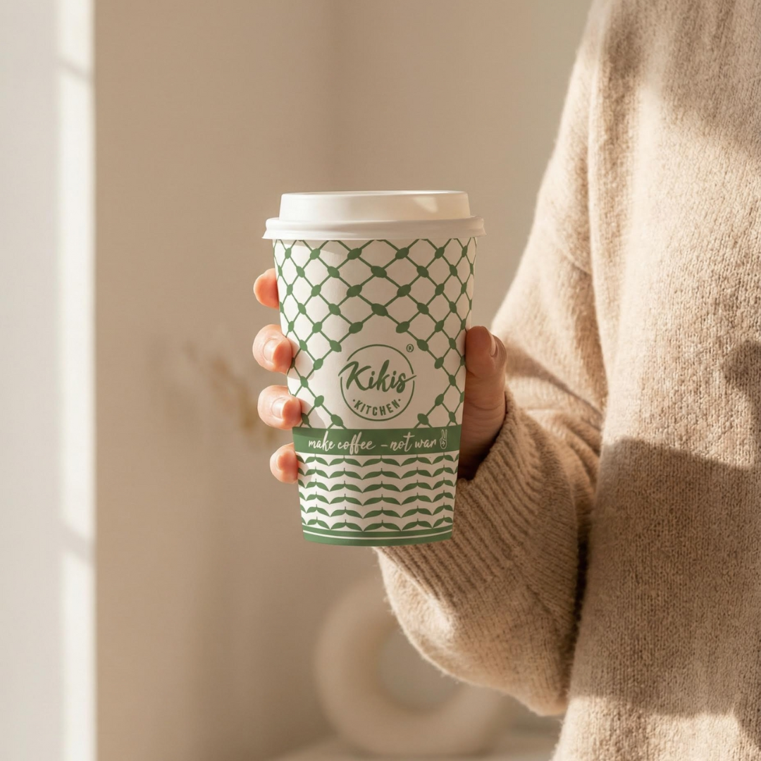 Kikis Coffee To Go Mehrweg Becher - Kufiye grün/weiß -  von Kikis Kitchen - Nur €9.90! Bestelle jetzt Kikis Kitchen