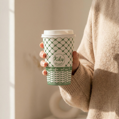 Kikis Coffee To Go Mehrweg Becher - Kufiye grün/weiß -  von Kikis Kitchen - Nur €9.90! Bestelle jetzt Kikis Kitchen