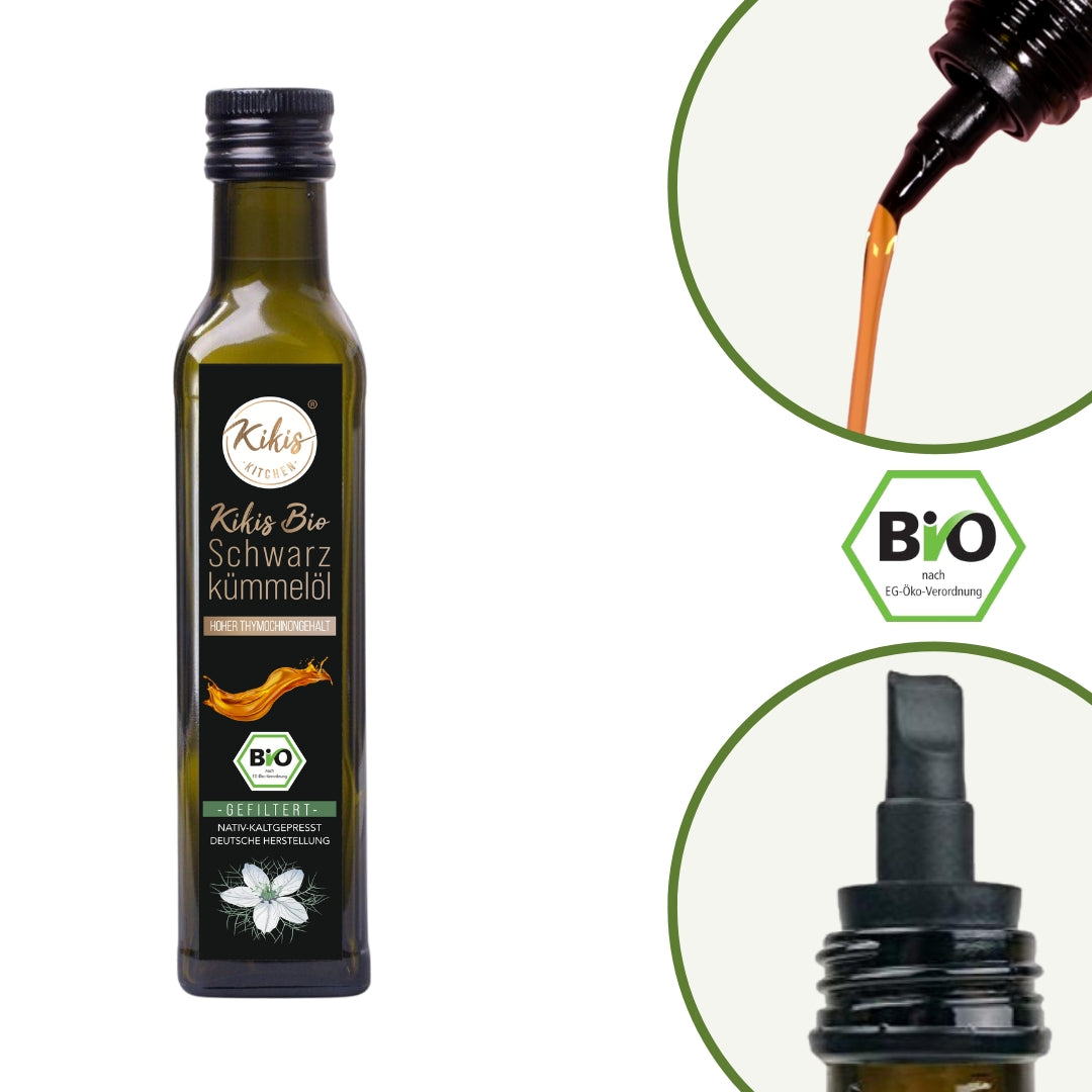 Kikis Schwarzkümmelöl 250ml GEFILTERT - BIO -  von Kikis Kitchen - Nur €16.49! Bestelle jetzt Kikis Kitchen