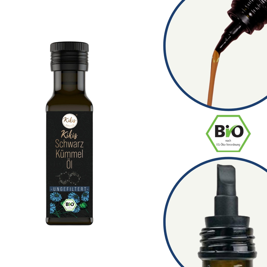 Kikis Schwarzkümmelöl 100ml ungefiltert BIO -  von Kikis Kitchen - Nur €8.99! Bestelle jetzt Kikis Kitchen