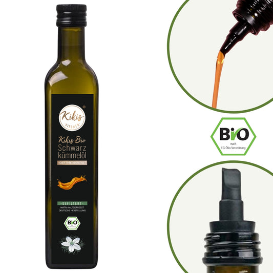Kikis Schwarzkümmelöl 500ml GEFILTERT - BIO -  von Kikis Kitchen - Nur €27.49! Bestelle jetzt Kikis Kitchen