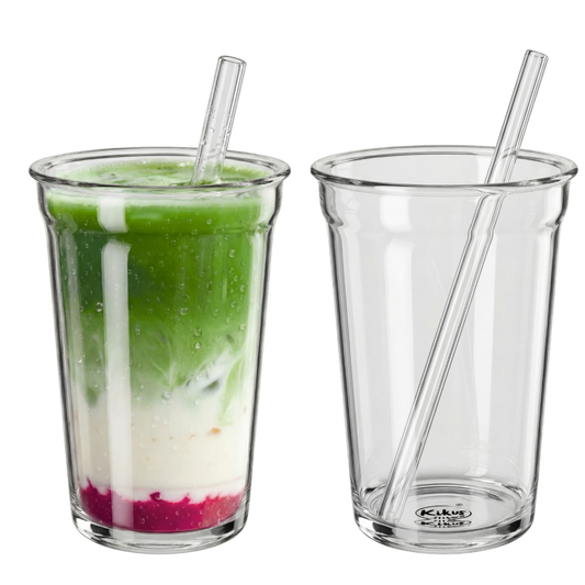 Kikis Matcha Glas mit Strohhalm- 350ml 🍵 - Gläser von Kikis Kitchen - Nur €3.90! Bestelle jetzt Kikis Kitchen