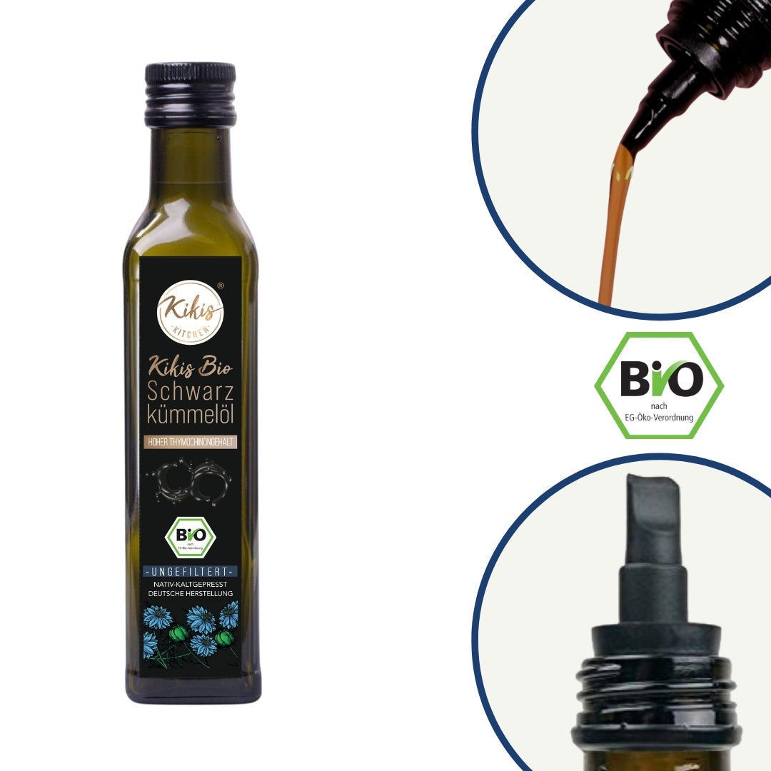 Kikis Schwarzkümmelöl 250ml UNGEFILTERT - BIO -  von Kikis Kitchen - Nur €16.49! Bestelle jetzt Kikis Kitchen