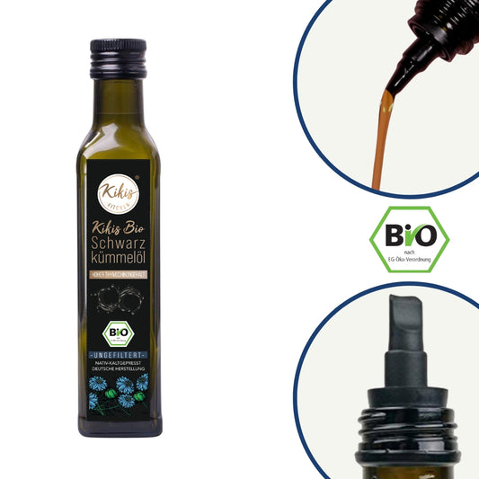 Kikis Schwarzkümmelöl 250ml UNGEFILTERT - BIO -  von Kikis Kitchen - Nur €16.49! Bestelle jetzt Kikis Kitchen