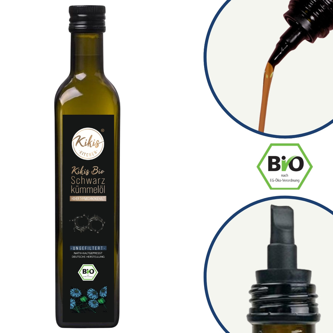 Kikis Schwarzkümmelöl 500ml UNGEFILTERT - BIO -  von Kikis Kitchen - Nur €27.49! Bestelle jetzt Kikis Kitchen