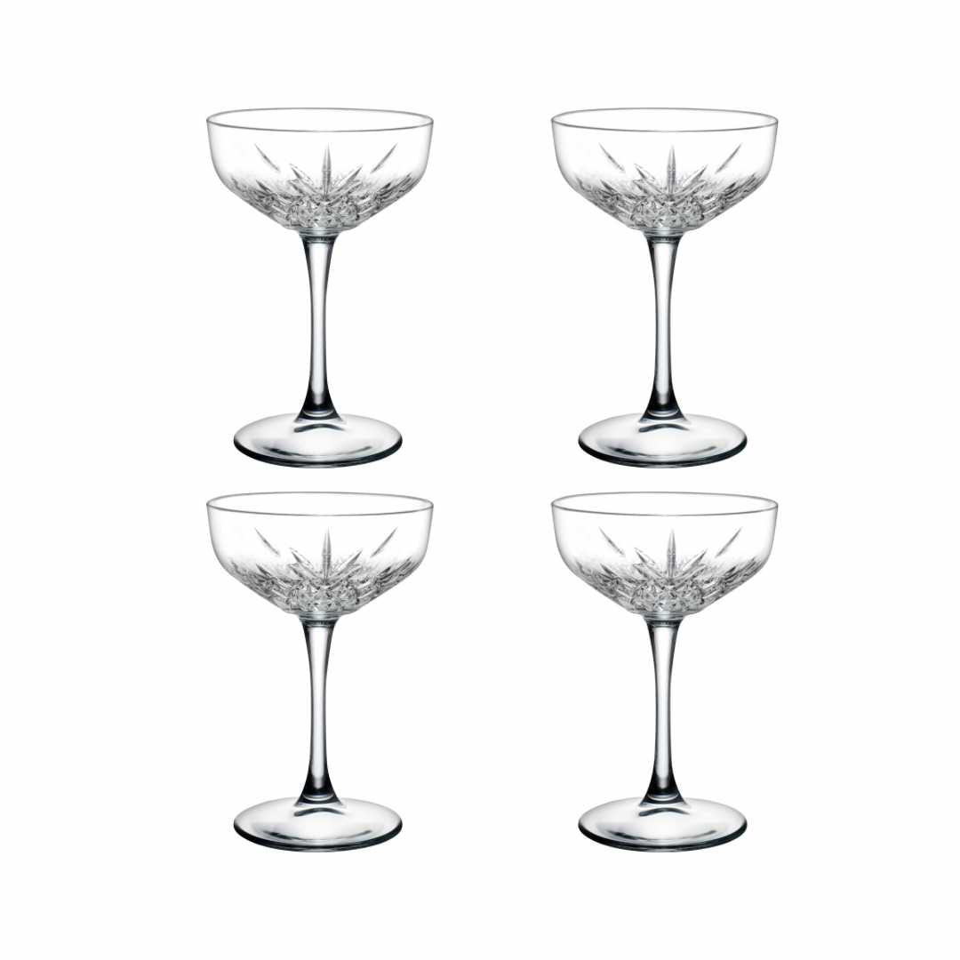 Cocktailbecher mit Fuß - Kristall-Design 4er Set