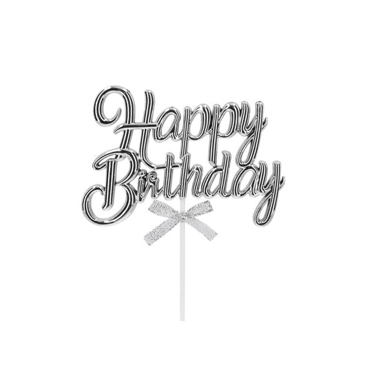 Kikis Cake Topper - 3D - Happy Birthday Silber