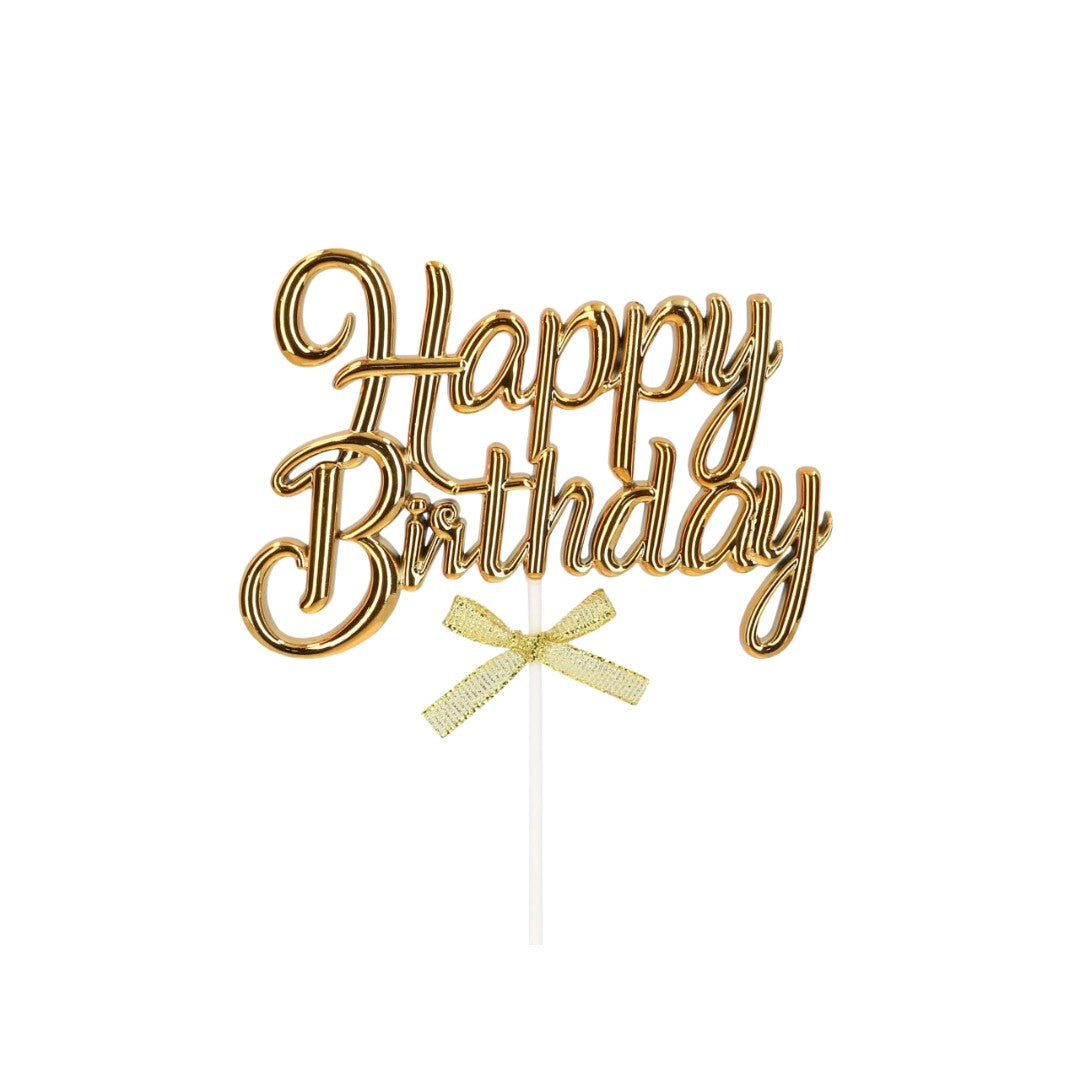 Kikis Cake Topper - 3D - Happy Birthday Gold