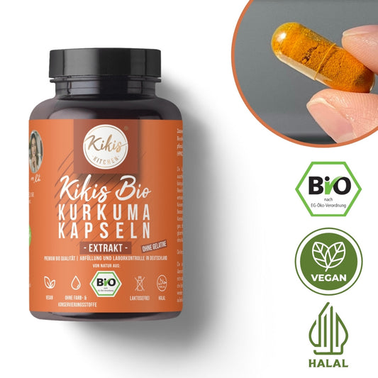 Kikis Kurkuma EXTRAKT Kapseln - Hochdosiert - BIO -  von Kikis Kitchen - Nur €20.90! Bestelle jetzt Kikis Kitchen